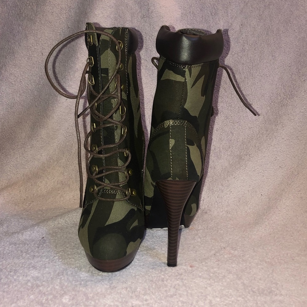 Daylene Camo Lace Up Bootie